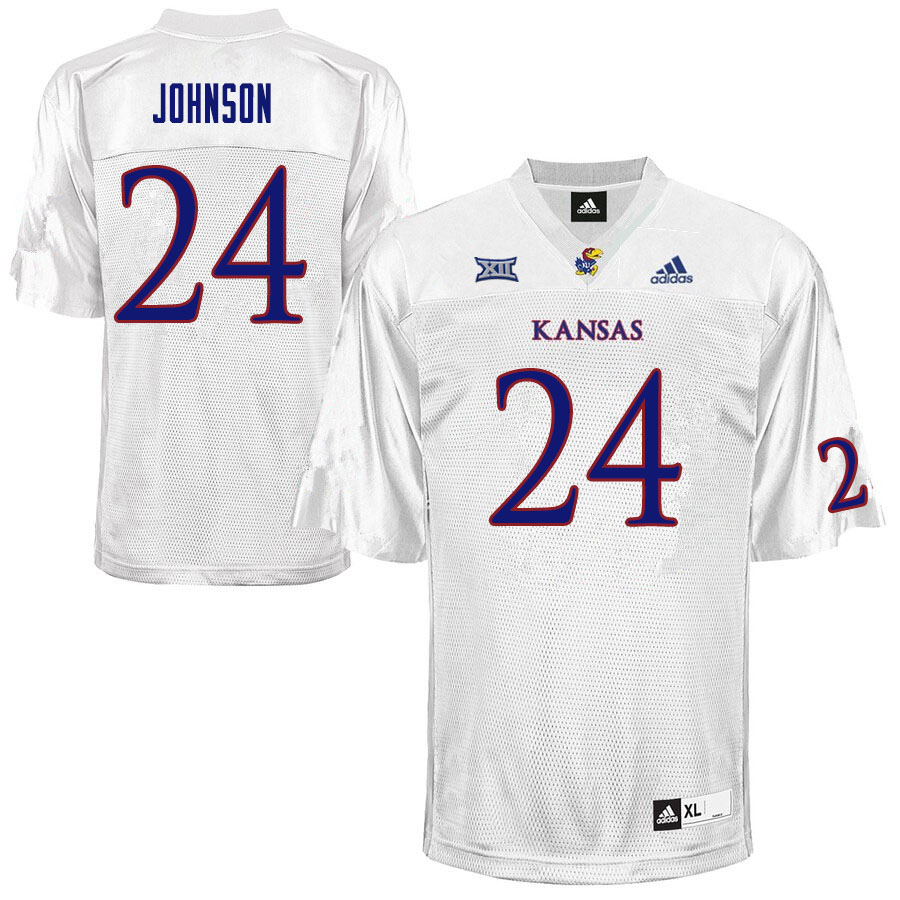 Men #24 Malik Johnson Kansas Jayhawks College Football Jerseys Sale-White